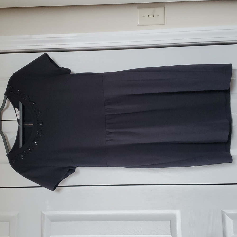 Vinyard Vines Bejeweled black jersey Dress👗 with back zip Size Large